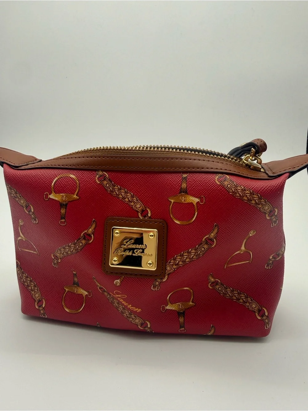 Vintage Lauren Ralph Lauren Red Equestrian Wristlet Y2K Equestrian print